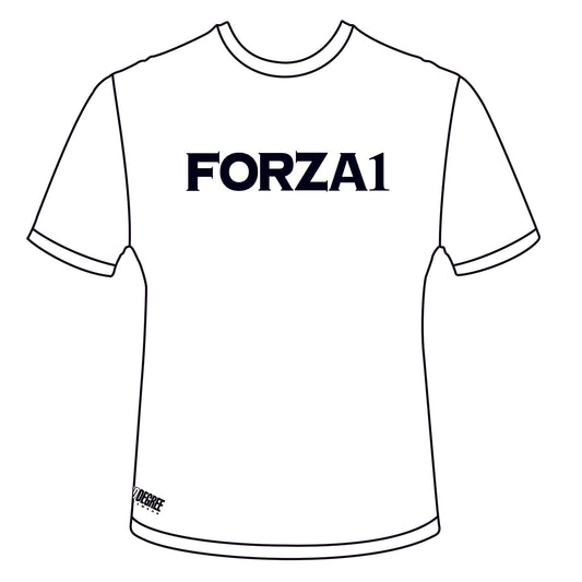White T Shirt with Black Forza 1 Logo