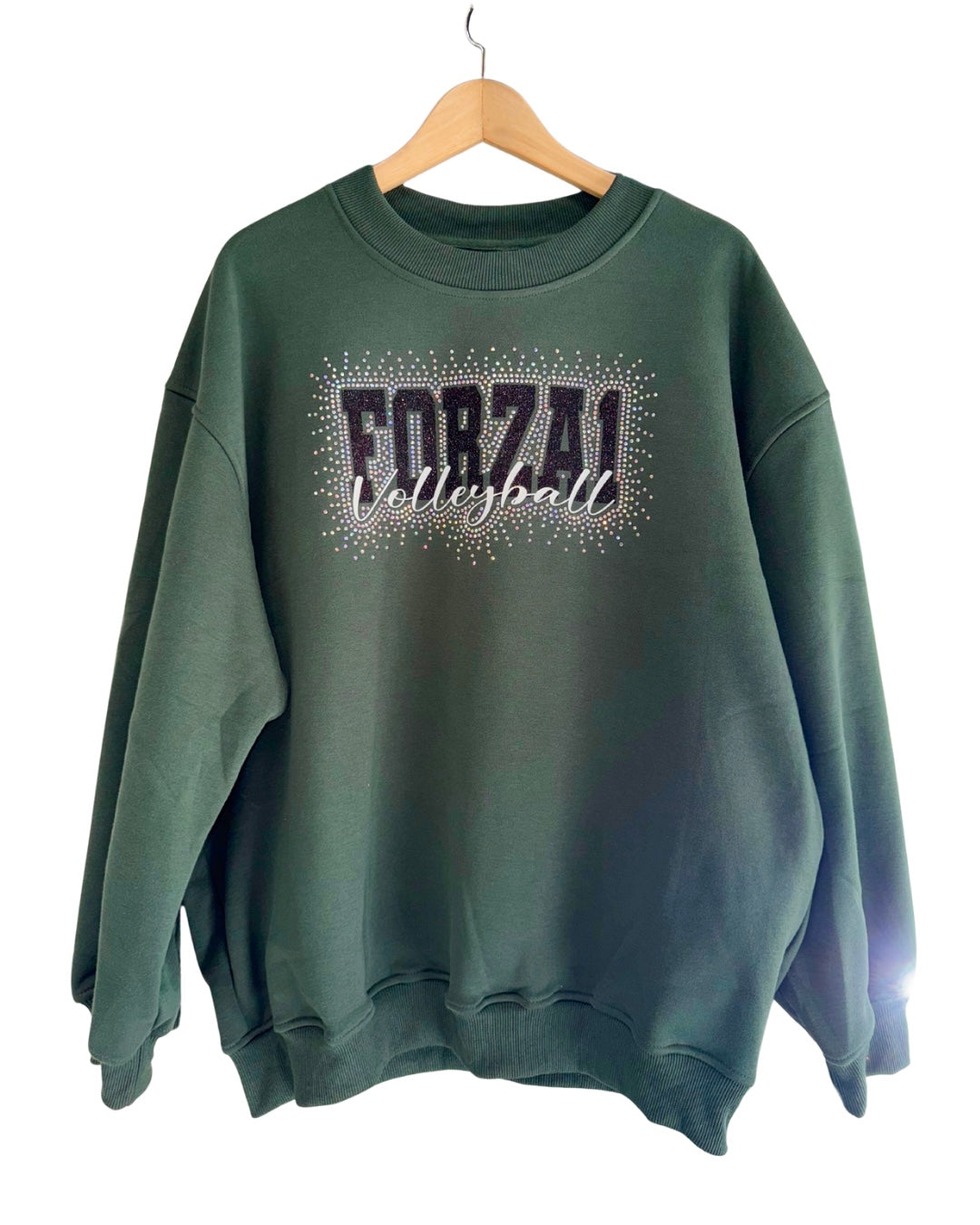 Green Forza1 Rhinestone Crew Neck