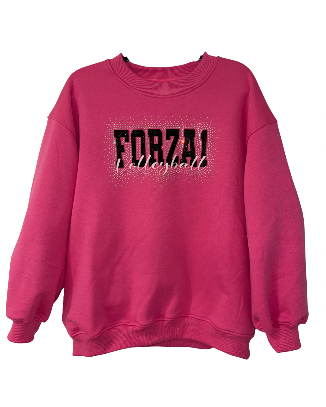 Pink Forza1 Rhinestone Crew Neck